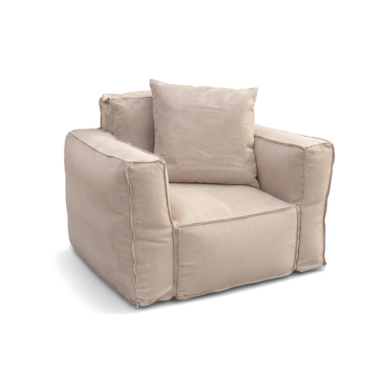 Poltrona Modulare da Giardino 90x75 Beige con il suo cuscino decorativo 50x50