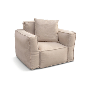 Poltrona Modulare da Giardino 90x75 Beige - Tessuto Olefin & Interno Gonfiabile (Pompa Inclusa)
