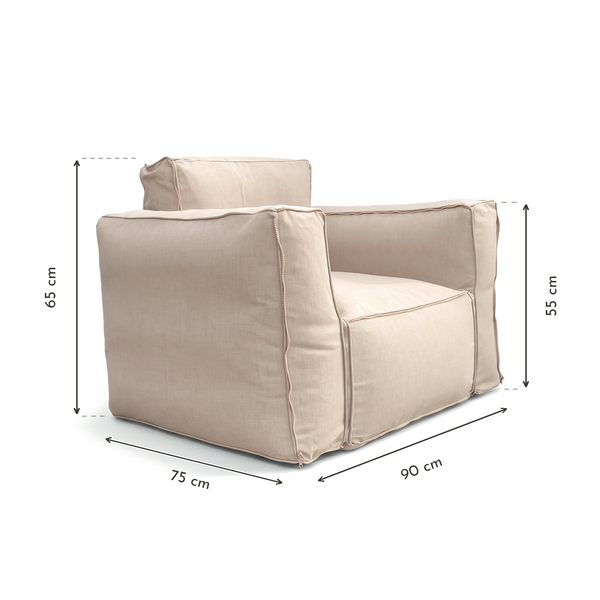 Poltrona Modulare da Giardino 90x75 Beige – dimensioni 90 x 75 x 65 cm, braccioli 55 cm