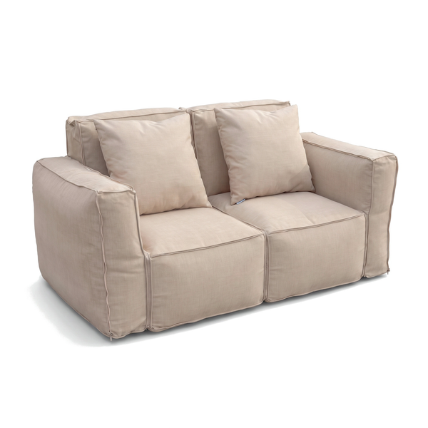 Due poltrone modulari Beige unite con cerniera in un divano a 2 posti