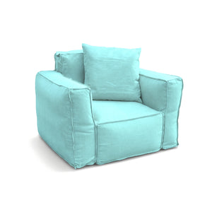 Poltrona Modulare da Giardino 90x75 Blu Caraibi - Tessuto Olefin & Interno Gonfiabile (Pompa Inclusa)