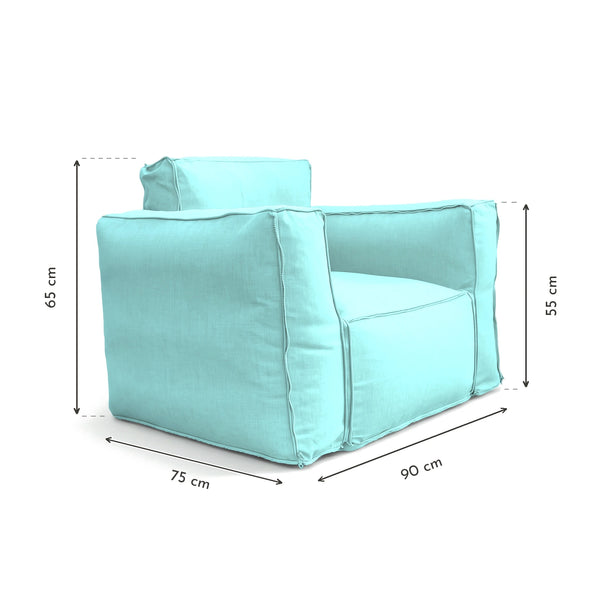 Poltrona Modulare da Giardino 90x75 Blu Caraibi – dimensioni 90 x 75 x 65 cm, braccioli 55 cm