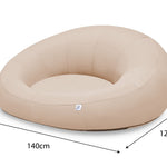 Pouf extérieur flottant en tissu Olefin beige pour piscine, dimensions 140x120 cm, pompe incluse, Deco-arts.fr