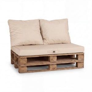 Set Cuscini Pallet Sfoderabili 120x80 Beige Clair - Impermeabile & Extérieur (1 Seduta + 2 Schienali)