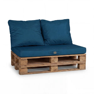 Set Cuscini Pallet Sfoderabili 120x80 Blu Petrolio - Impermeabile & Extérieur (1 Seduta + 2 Schienali)