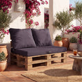 Set Cuscini Pallet Sfoderabili 120x80 Grigio Carbone - Impermeabile & Extérieur (1 Seduta + 2 Schienali)