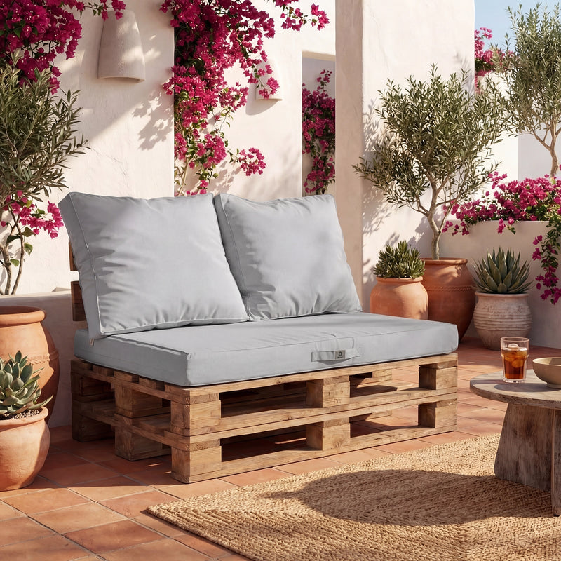 Cuscino per pallet grigio 120×80 cm idrorepellente — collezione pallet Deco Arts