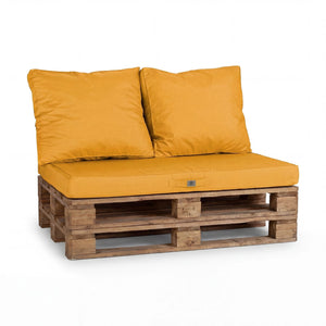 Set Cuscini Pallet Sfoderabili 120x80 Giallo - Impermeabile & Extérieur (1 Seduta + 2 Schienali)