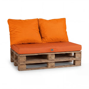 Set Cuscini Pallet Sfoderabili 120x80 Arancione - Impermeabile & Extérieur (1 Seduta + 2 Schienali)