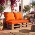 Set Cuscini Pallet Sfoderabili 120x80 Arancione - Impermeabile & Extérieur (1 Seduta + 2 Schienali)