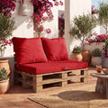 Set Cuscini Pallet Sfoderabili 120x80 Rosso Peperoncino - Impermeabile & Extérieur (1 Seduta + 2 Schienali)