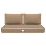 Set Cuscini Premium 100x50 Moka - 1 Seduta + 2 Schienali (Spesso 12cm & Passepoil)