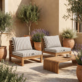 Set Cuscini Salotto da Giardino 50x50 Riga Beige - Premium 270g (Seduta + Schienale)