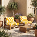 Set Cuscini Salotto da Giardino 50x50 Riga Gialla - Premium 270g (Seduta + Schienale)