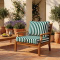 Set Cuscini Salotto da Giardino 60x60 Riga Verde - Premium 270g (Seduta + Schienale)
