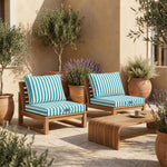 Set Cuscini Salotto da Giardino 50x50 Riga Turchese - Premium 270g (Seduta + Schienale)