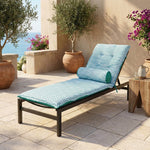 Set di 2 Cuscini Chaise Longue 195x60 Motif Éventails Verdes + 2 Cuscini Cilindrici - Anti-UV