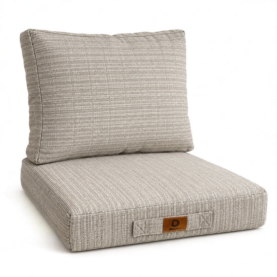 Set Cuscini Salotto da Giardino 60x60 Beige Melange Nero - Seduta + Schienale (Premium 270g)