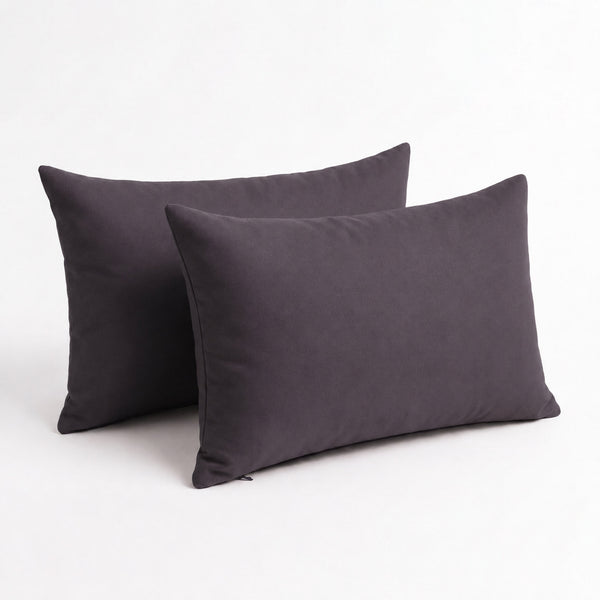 Set di 2 Cuscini d'Accento 60x35 Grigio Carbone - Decorazione Giardino & Sfoderabile