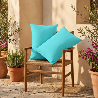 Set di 2 Cuscini d'Accento 60x35 Blu Caraibi - Decorazione Giardino & Sfoderabile