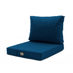 Ensemble de coussins pour salon de jardin 60x60 cm, bleu pétrole, déhoussables et anti-UV, pour fauteuils et canapés.