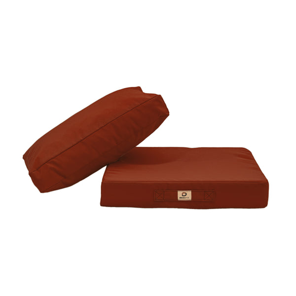 Coussins d'extérieur Deco-arts.fr pour fauteuils et canapés, 50x50 cm, terracotta, déhoussables et anti-UV, assise et dossier