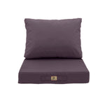 Ensemble de coussins de salon jardin Déco Arts gris charbon, déhoussables et anti-UV, pour fauteuils et canapés 60x70 cm.