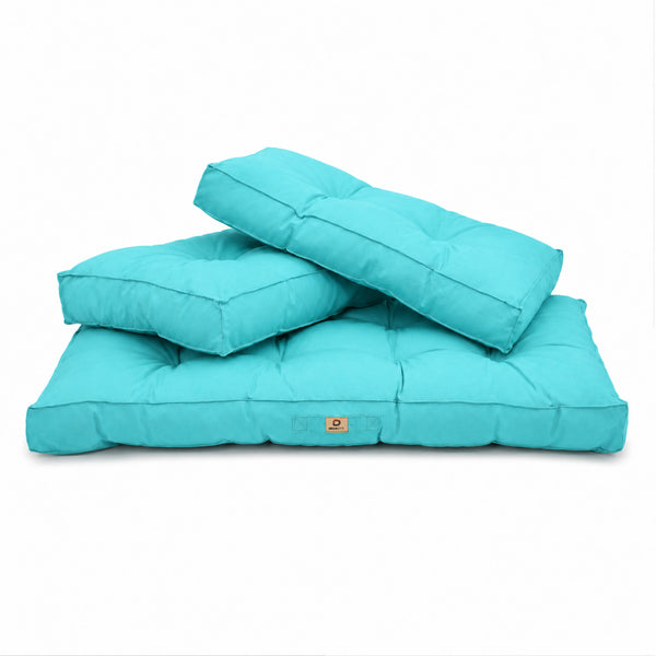 Set Cuscini Trapuntati per Panchina 100x50 Blu Caraibi - Spesso 15cm (1 Seduta + 2 Schienali)