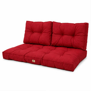 Set Cuscini Trapuntati per Panchina 120x60 Rosso - Spesso 15cm (1 Seduta + 2 Schienali)