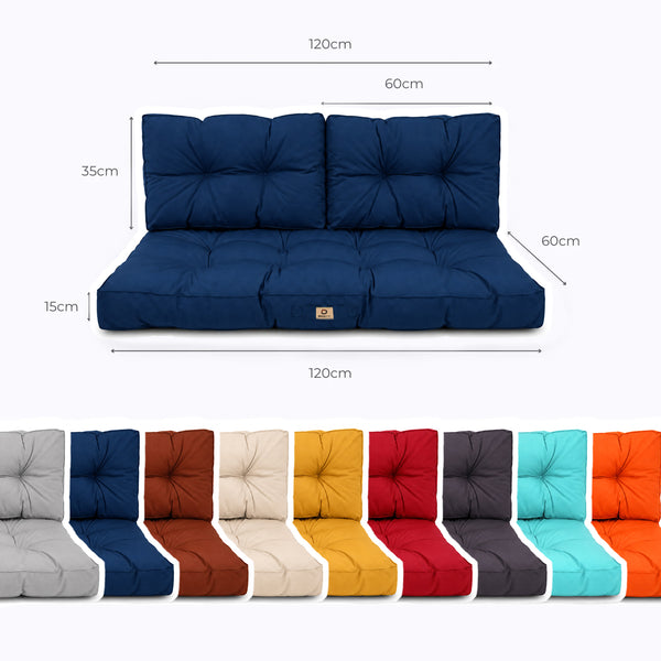 Set Cuscini Trapuntati per Panchina 120x60 Blu Petrolio - Spesso 15cm (1 Seduta + 2 Schienali)