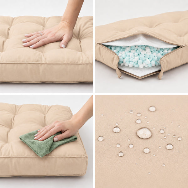 Set Cuscini Trapuntati per Panchina 100x50 Beige - Spesso 15cm (1 Seduta + 2 Schienali)
