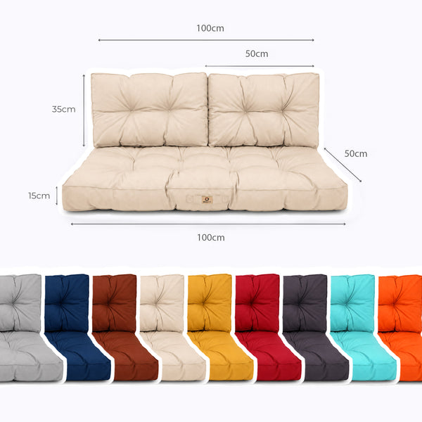 Set Cuscini Trapuntati per Panchina 100x50 Beige - Spesso 15cm (1 Seduta + 2 Schienali)