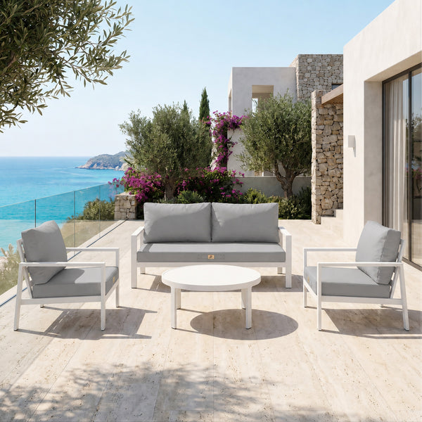 Set Cuscini Salotto da Giardino 60x60 Grigio Ciottolo - Sfoderabile & Anti-UV (Seduta + Schienale)
