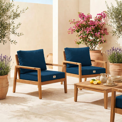 Set Cuscini Salotto da Giardino 60x60 Blu Petrolio - Sfoderabile & Anti-UV (Seduta + Schienale)