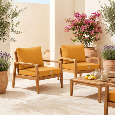 Set Cuscini Salotto da Giardino 60x60 Giallo - Sfoderabile & Anti-UV (Seduta + Schienale)