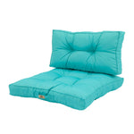 Ensemble de coussins capitonnés 60x60 cm Bleu Caraïbes, épaissis 15 cm, pour fauteuils et canapés, moelleux et confortables.