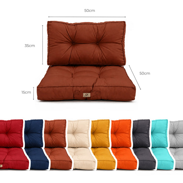 Set Cuscini Trapuntati 50x50 Terracotta - Spesso 15cm & Morbido (Seduta + Schienale)