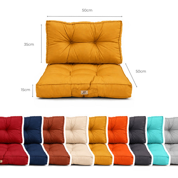 Set Cuscini Trapuntati 50x50 Giallo - Spesso 15cm & Morbido (Seduta + Schienale)