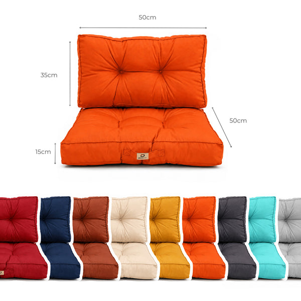 Set Cuscini Trapuntati 50x50 Arancione - Spesso 15cm & Morbido (Seduta + Schienale)