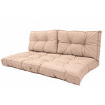 Coussins capitonnés beige pour banquette 120x60 cm, épais 15 cm, comprenant 1 assise et 2 dossiers pour fauteuils et canapés.