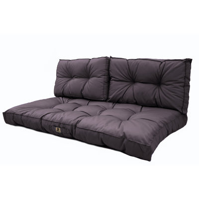 Ensemble de coussins capitonnés gris carbone pour banquette 120x60cm, épais 15cm, pour fauteuils et canapés.