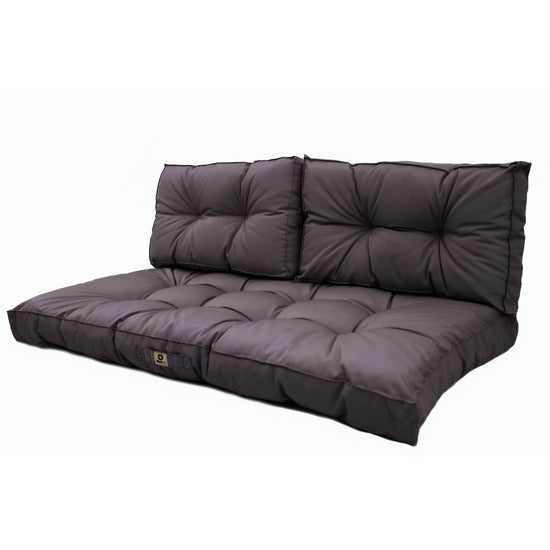 Coussins pour salon de jardin capitonné 120x60cm gris carbone - Deco-arts.fr