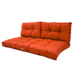 Ensemble de coussins capitonnés pour banquette orange, 100x50 cm, épais 15 cm, 1 assise et 2 dossiers, Deco-arts.fr