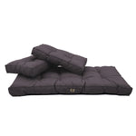 Ensemble de coussins capitonnés gris carbone pour banquette 120x60 cm, épais 15 cm, pour fauteuils et canapés.