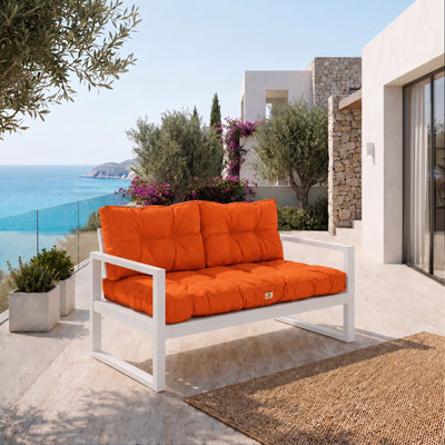 Set Cuscini Trapuntati per Panchina 120x60 Arancione - Spesso 15cm (1 Seduta + 2 Schienali)