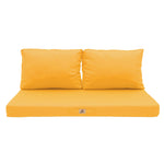 Ensemble de coussins de salon jardin jaune, déhoussables et anti-UV, pour fauteuils et canapés, 100x50 cm, Deco-arts.fr
