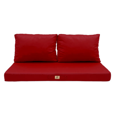 Ensemble de coussins de jardin rouge Deco-arts.fr pour fauteuils et canapés, déhoussables et anti-UV, 120x60 cm avec 1 assise et 2 dossiers