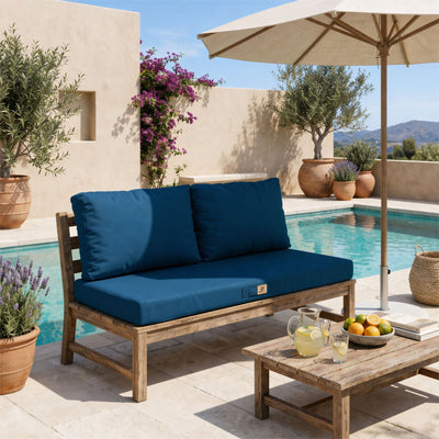Set Cuscini Salotto da Giardino 100x50 Blu Petrolio - Sfoderabile & Anti-UV (1 Seduta + 2 Schienali)
