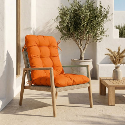 Cuscino Sedia con Schienale Alto 120x50 Arancione - Trapuntato (Comfort 8cm)
