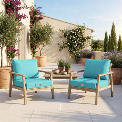 Set Cuscini Salotto da Giardino 50x50 Blu Caraibi - Sfoderabile & Anti-UV (Seduta + Schienale)